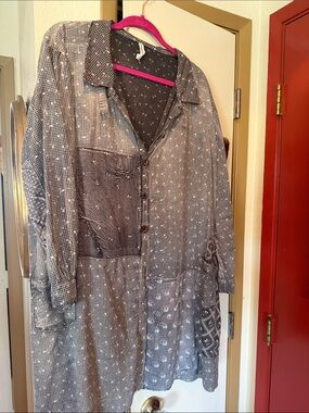 Magnolia Pearl Rare- Gray Patchwork Midi Dress